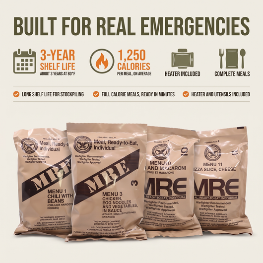 U.S. Military MRE Meals Ready-To-Eat Variety Pack