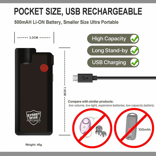 Streetwise Knight Light Alarm Flashlight – 130 dB Siren, 350-Lumen Rechargeable