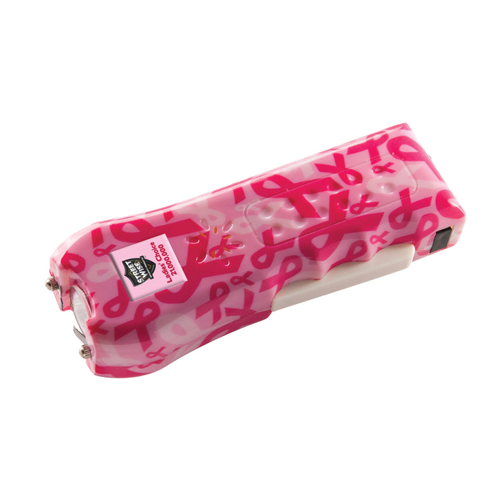 pink ribbon pattern stun gun for women with flash light