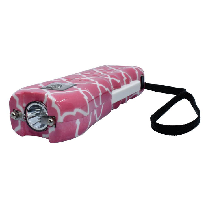 quatrefoil pattern stun gun for women with flash light and wrist strap