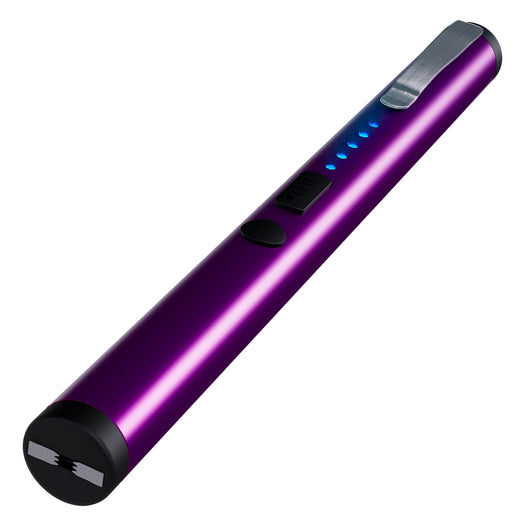 Sleek black pen stun gun with LED power indicators and pocket clip for discreet self-defense