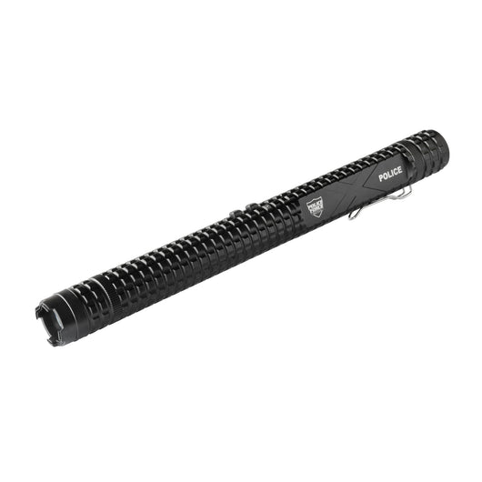 Police Force Tactical stun baton with heavy-duty textured grip and built-in clip for security professionals