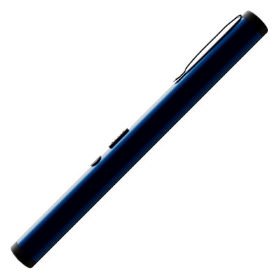 Slim blue pen stun gun with durable matte finish and concealed electrodes