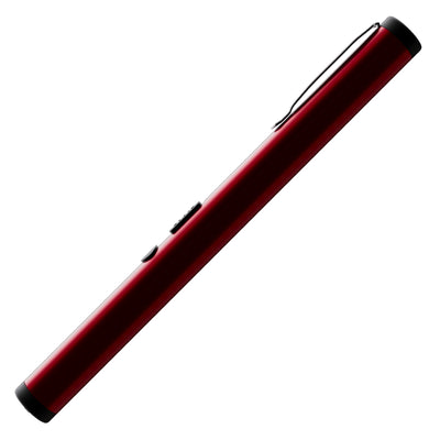 Slim red pen stun gun with durable matte finish and concealed electrodes