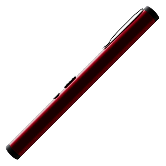 Slim red pen stun gun with durable matte finish and concealed electrodes