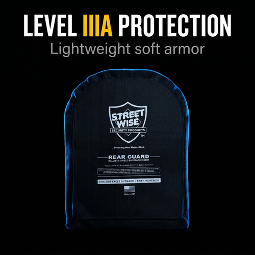 Streetwise Rear Guard Ballistic Shield Backpack Insert – Level IIIA, Made in USA