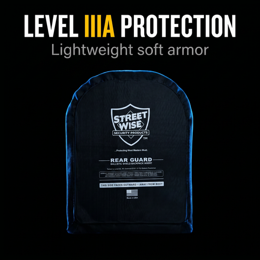 Streetwise Rear Guard Ballistic Shield Backpack Insert – Level IIIA, Made in USA