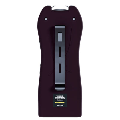 Streetwise black Lifeguard Auto Stun Gun back view showing belt clip attachment