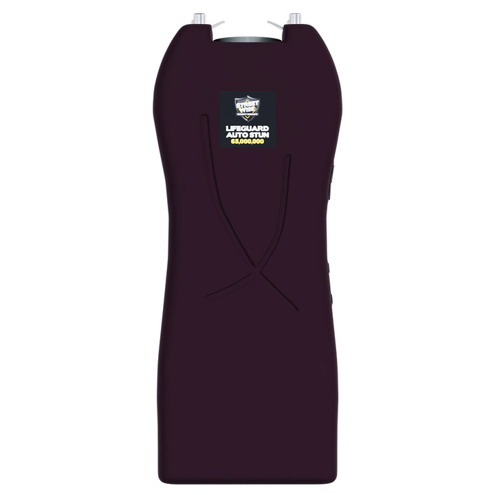 Streetwise black Lifeguard Auto Stun Gun full front view with Streetwise Security logo