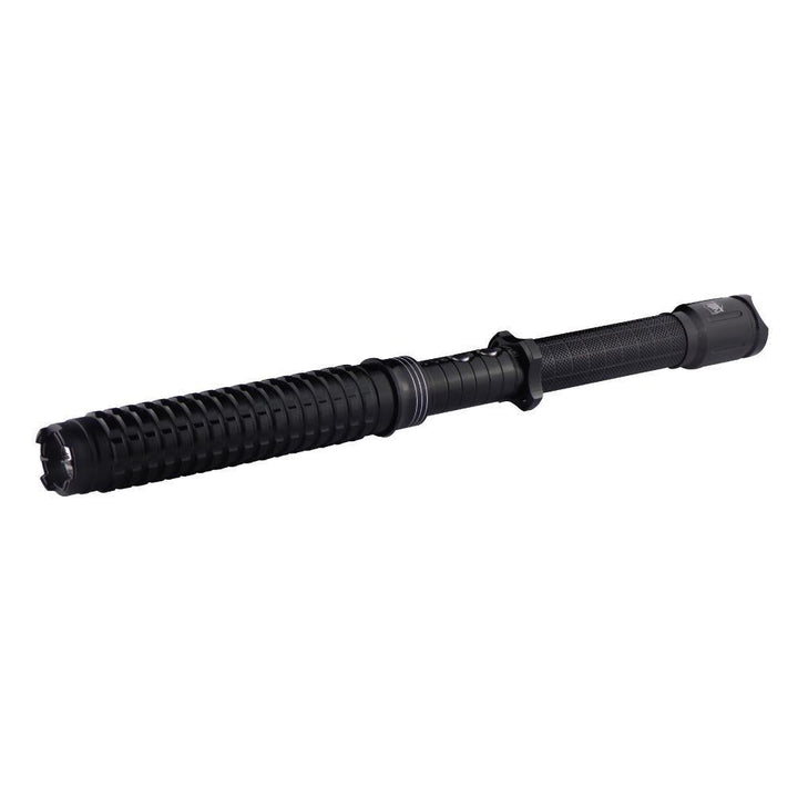 Streetwise expandable stun baton with textured grip and built-in LED flashlight for self-defense