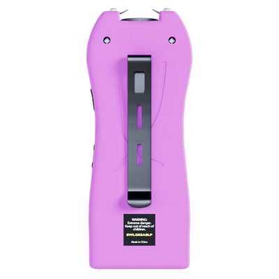 Streetwise light purple Lifeguard Auto Stun Gun back view showing belt clip attachment