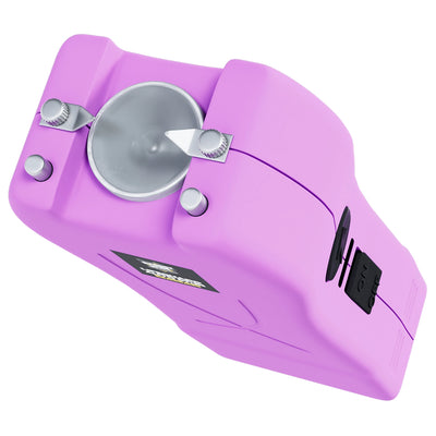 Streetwise light purple Lifeguard Auto Stun Gun front view showing contact probes and LED light