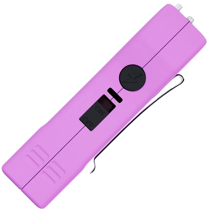 Streetwise light purple Lifeguard Auto Stun Gun side profile with safety switch and clip visible