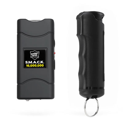 Streetwise S.M.A.C.K. 16,000,000 stun gun and pepper spray self-defense combo set in black