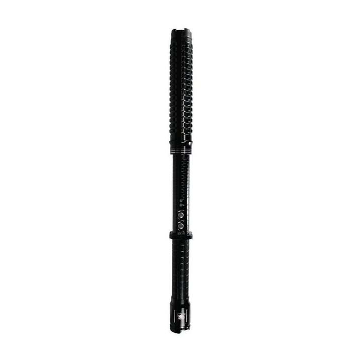 Stun baton vertical view with ribbed handle and reinforced body for durability