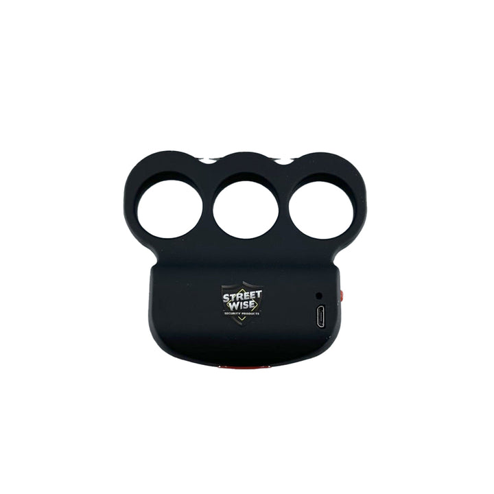 Streetwise Squeeze-N-Stun stun gun front view with three-ring knuckle design for personal protection